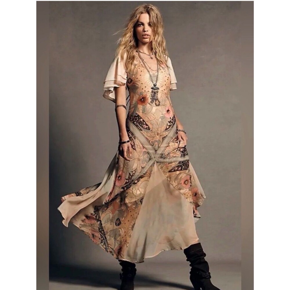 Free People Celestial Nights Fairy Combo Maxi Dress NWT Size XS